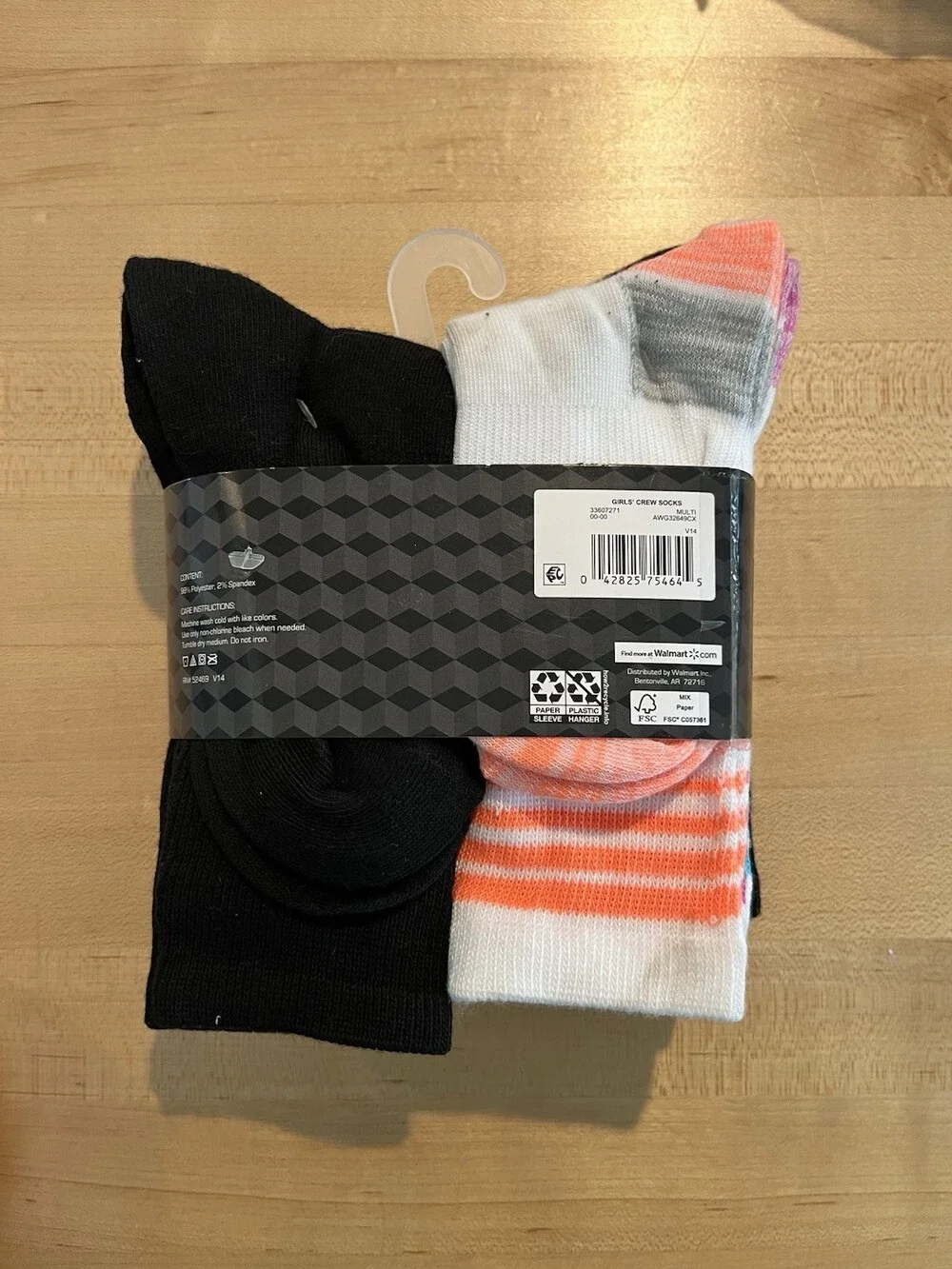 Athletic Works Socks Crew Girls Medium Cushioned Driworks Shoe Size 10.5 - 4